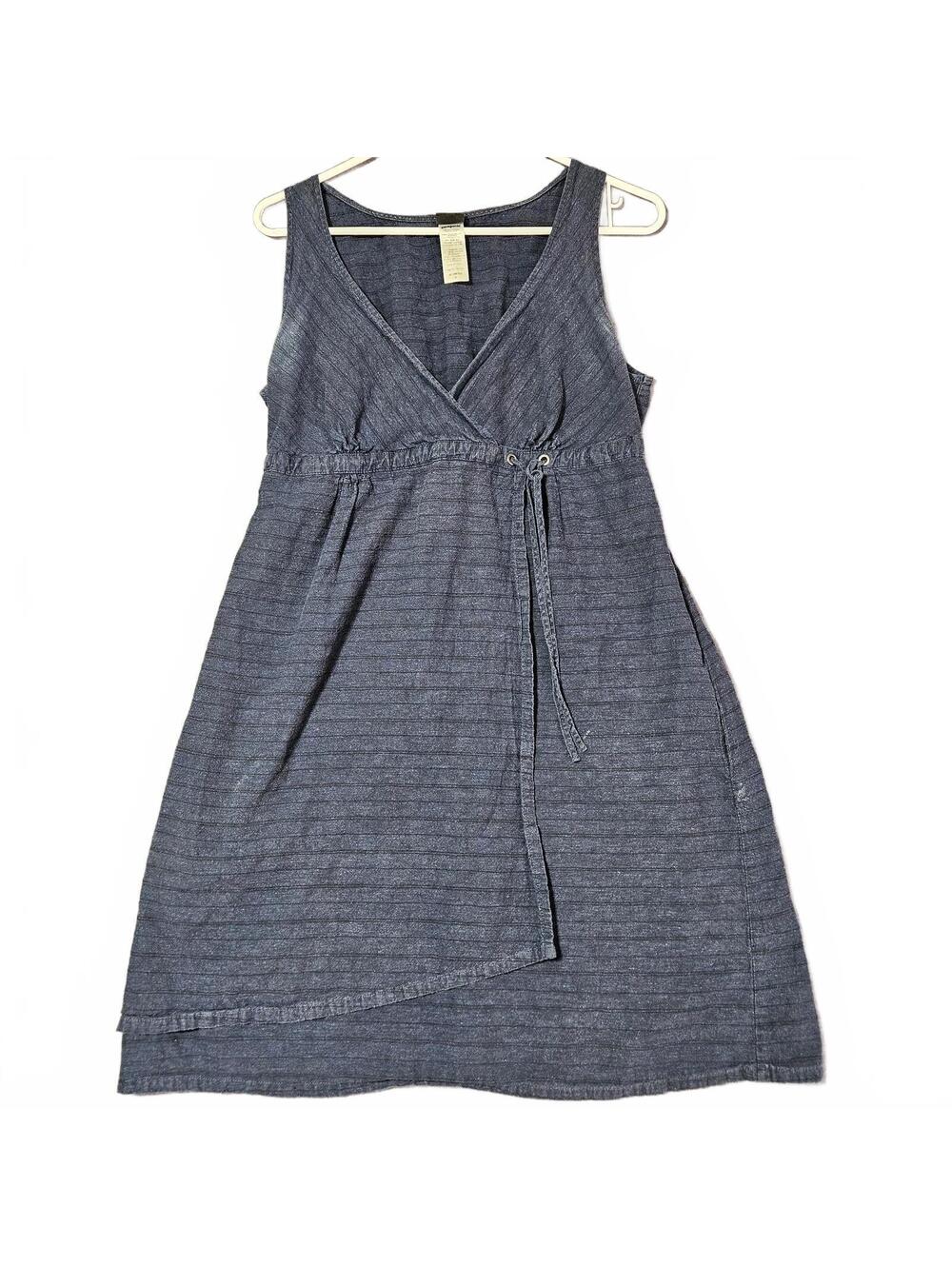 Patagonia Women's Size 8 Blue Mini Dress Hemp Organic Cotton Wrap Style Eco